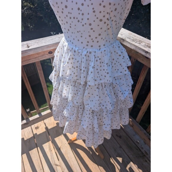 Vintage Square Dance Company Dress Tiered Polka Dot White Sweetheart Small - Picture 3 of 12